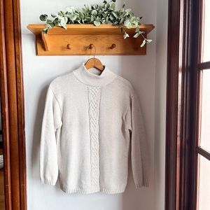 Jeanne Pierre cream colored mock neck knit sweater